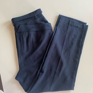 Ankle Length High Waisted Dress Pant Trouser Navy
